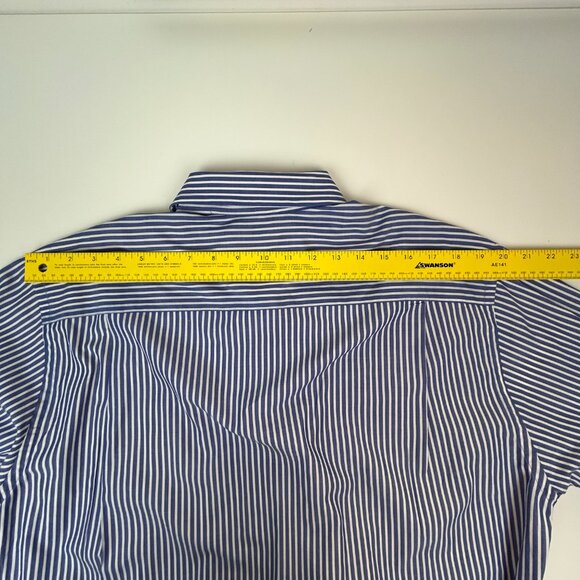 Nautica Shirt Mens 15.5 34/35 Blue White Striped Long Sleeve Button Down Cotton - Picture 10 of 12